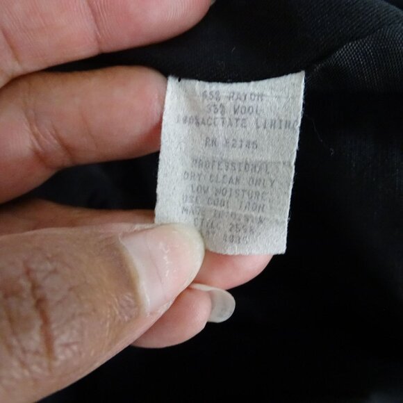 Vtg Stephanie Queller Black Blazer Jacket Women Size 10 Embroidered Rayon Wool - Picture 7 of 11